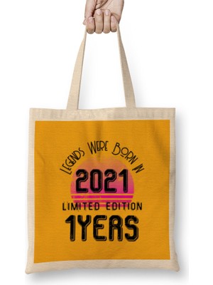 Humuts 2021 Birthday Gift - Made, Born In 2021 Gift - 1 Year Old Birthday Gif T Vintage Style Bez Çanta Uzun Saplı