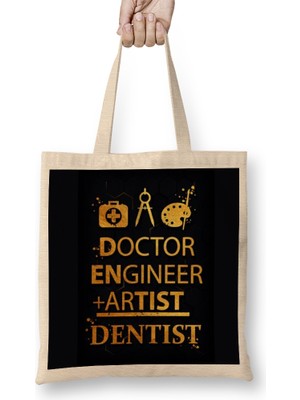 Humuts Doctor Engineer Artist Dentist 07 Bez Çanta Uzun Saplı