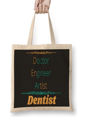 Humuts Doctor Engineer Artist Dentist 09 Bez Çanta Uzun Saplı