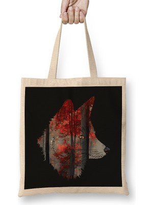 Humuts Fox Voids And Red Forest Double Exposure Bez Çanta Uzun Saplı