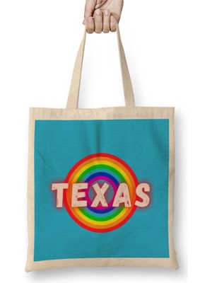 Humuts Texas Vintage Retro Rainbow Style Bez Çanta Uzun Saplı