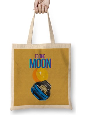 To The Moon Dogecar Dogecoin Crypto Logo Merch Bez Çanta Uzun Saplı