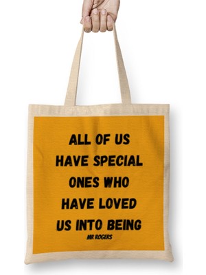 Mr Fred Rogers Quotes - Vintage Retro Style Art Bez Çanta Uzun Saplı