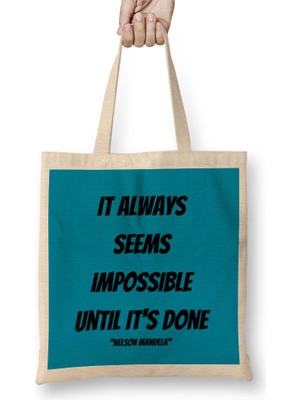 Humuts Nelson Mandela Quotes Art Gift - Vintage Retro Style Bez Çanta Uzun Saplı