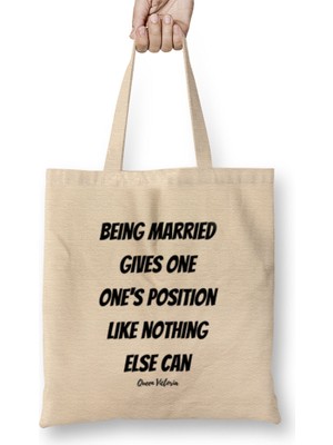 Queen Victoria Quotes Gift- Vintage Retro Rainbow Style Bez Çanta Uzun Saplı