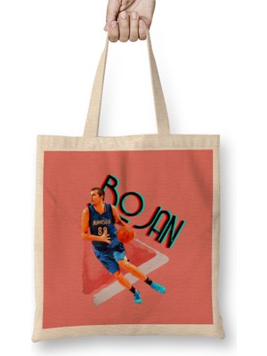 Humuts Bojan Bogdanovic Vintage Art - Legend Basketball Gift Bez Çanta Uzun Saplı