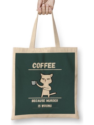 Humuts Cat Funny Coffee Drinks Lover Gift Quote - Vintage Retro Rainbow Style Bez Çanta Uzun Saplı
