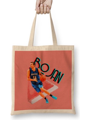 Bojan Bogdanovic Vintage Art - Legend Basketball Gift Bez Çanta Uzun Saplı