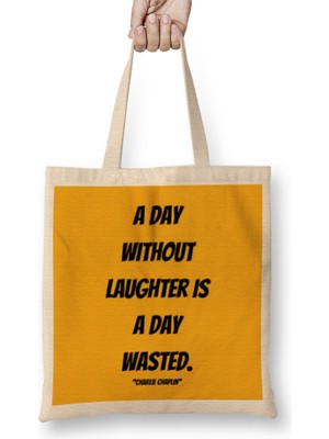 Humuts Charlie Chaplin Quotes Art Gift Vintage Retro Style Bez Çanta Uzun Saplı