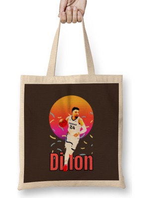 Humuts Dillon Brooks Dillon Brooks Vintage Art - Legend Basketball Gift Bez Çanta Uzun Saplı