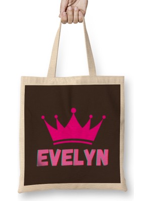 Humuts Evelyn -Name Personalized Custom - Vintage Retro Rainbow Style Design Gift Baby-Gift For Her Bez Çanta Uzun Saplı