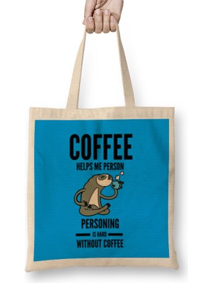 Humuts Funny Coffee Drinks Lover Gift Quote - Vintage Retro Rainbow Style Bez Çanta Uzun Saplı