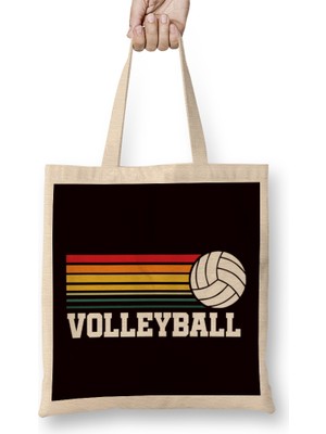 Humuts Vintage Volleyball Retro Ball Sports Coach Team Athlete Game Bez Çanta Uzun Saplı