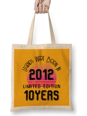 2012 Birthday Gift - Made, Born In 2012 Gift - 10 Year Old Birthday Gift    Vintage Style Bez Çanta Uzun Saplı