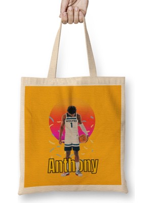 Anthony Edwards Vintage Art - Legend Basketball Gift Bez Çanta Uzun Saplı