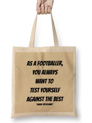 David Beckham Quotes Gift- Vintage Retro Rainbow Style Bez Çanta Uzun Saplı