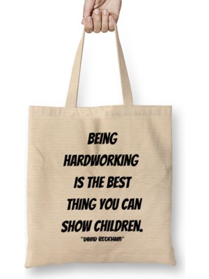 Humuts David Beckham Quotes Gift- Vintage Retro Rainbow Style Bez Çanta Uzun Saplı