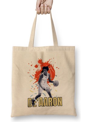 Humuts Deaaron Fox De'aaron Fox Vintage Art -Legend Basketball Gift Vintage Retro Style Bez Çanta Uzun Saplı
