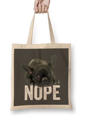 Humuts French Bulldog Nope 02 Bez Çanta Uzun Saplı