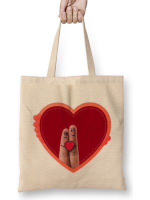 Humuts Sevgililer Günü Sevgiliye Hediye 042 Bez Çanta Uzun Saplı