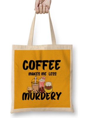 Funny Coffee Drinks Art Lover Gift Quote - Vintage Retro Rainbow Style Bez Çanta Uzun Saplı