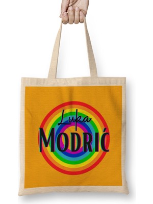 Humuts Luka Modrić - Vintage Retro Rainbow Style Bez Çanta Uzun Saplı