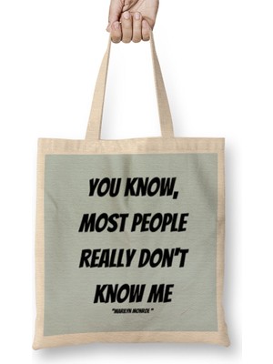 Marilyn Monroe Quotes Art Gift - Vintage Retro Style Bez Çanta Uzun Saplı