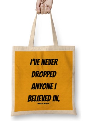 Marilyn Monroe Quotes Art Gift - Vintage Retro Style Bez Çanta Uzun Saplı