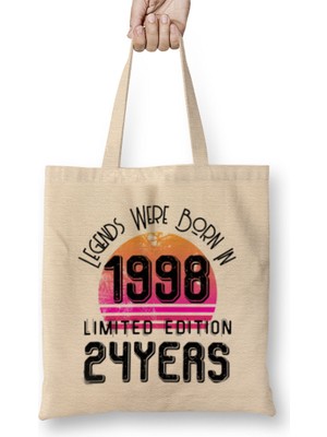 Humuts 1998 Birthday Gift - Made, Born In 1998 Gift - 24TH Year Old Birthday Gift Vintage Style Jpg Bez Çanta Uzun Saplı