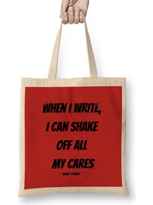 Humuts Anne Frank Quotes Gift - Vintage Retro Rainbow Style Bez Çanta Uzun Saplı