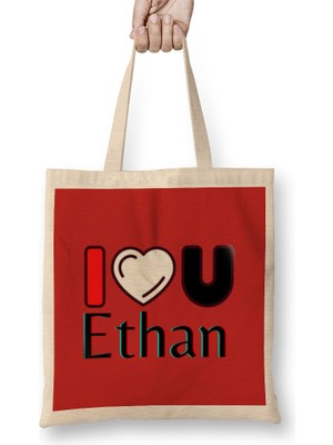 Ethan Name Personalized Custom Vintage Retro Rainbow Design Gift Baby-Gift For Him Bez Çanta Uzun Saplı