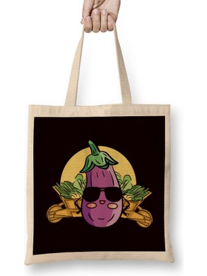 Humuts Funny Eggplant Gardener Vegetables Planting Gardening Nature Bez Çanta Uzun Saplı