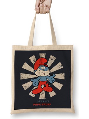 Humuts Papa Smurf Retro Japanese Bez Çanta Uzun Saplı