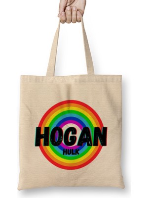 Humuts Hulk Hogan - Vintage Retro Rainbow Style Warriors Design Wrestlers-Gift Bez Çanta Uzun Saplı