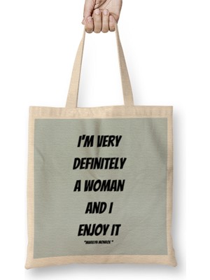 Marilyn Monroe Quotes Art Gift - Vintage Retro Style Bez Çanta Uzun Saplı