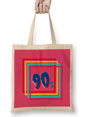 Humuts 90S Vintage Retro Design Slogan   Style Art- Tv Kid Movies Bez Çanta Uzun Saplı