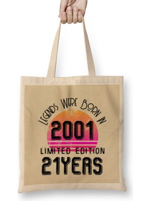 Humuts 2001 Birthday Gift - Made, Bborn In 2001 Gift - 21RD Birthday Gift Vintage Style Bez Çanta Uzun Saplı
