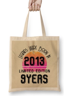 Humuts 2013 Birthday Gift -Made, Born In 2013 Gift - 9 Year Old Birthday Gift Vintage Style Bez Çanta Uzun Saplı