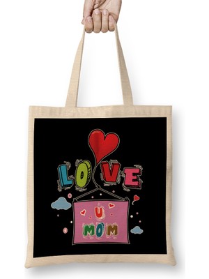 Annelere Hediye Bez Çanta Uzun Saplı