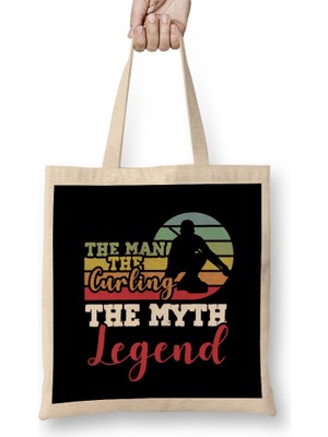 Man Curling Legend Myth Curling Stones Coach Team Crew Bez Çanta Uzun Saplı