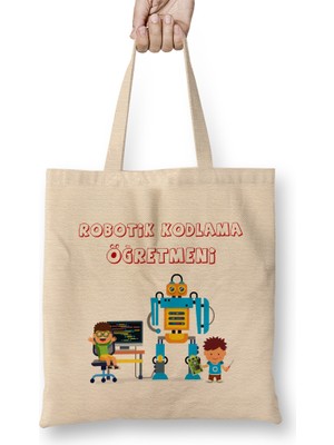 Humuts Robotik Kodlama Öğretmeni Bez Çanta Uzun Saplı