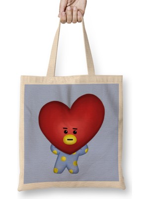Humuts BT21 Bts Kpop Cute Tata V Taehyung Bez Çanta Uzun Saplı