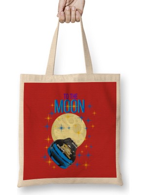 To The Moon Dogecar Dogecoin Crypto Logo Merch Bez Çanta Uzun Saplı