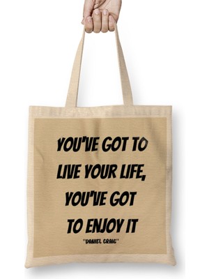 Humuts Daniel Craig Quotes Gift Bez Çanta Uzun Saplı