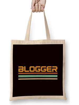 Retro Blogger Vintage Blogging Blog Story Influencer Writer Bez Çanta Uzun Saplı
