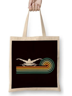 Humuts Vintage Swimmer Retro Swim Swimming Indoor Pool Instructor Bez Çanta Uzun Saplı