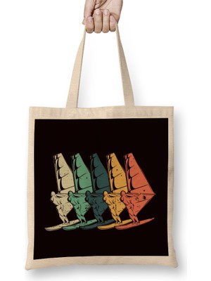 Humuts Vintage Windsurfing Water Sports Retro Windsurfer Surfing Bez Çanta Uzun Saplı