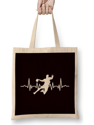 Handball Player Heartbeat Handballer Ball Sports Team Coach Bez Çanta Uzun Saplı
