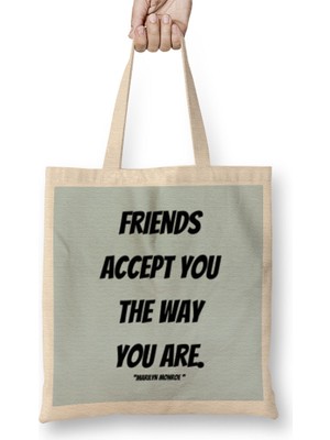 Marilyn Monroe Quotes Art Gift - Vintage Retro Style Bez Çanta Uzun Saplı