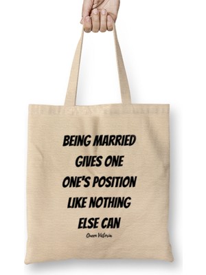 Humuts Queen Victoria Quotes Gift- Vintage Retro Rainbow Style Bez Çanta Uzun Saplı